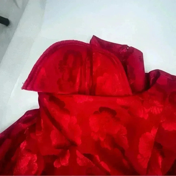 Vintage red 1930’s womens 10 dress floral print stunning shoulder pads rare find - Picture 6 of 10